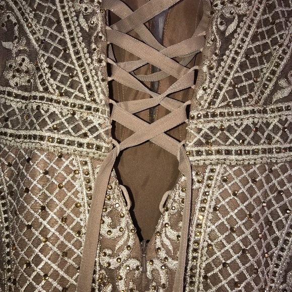 Prom dress evening gown Golden one of a kind - Picture 4 of 8